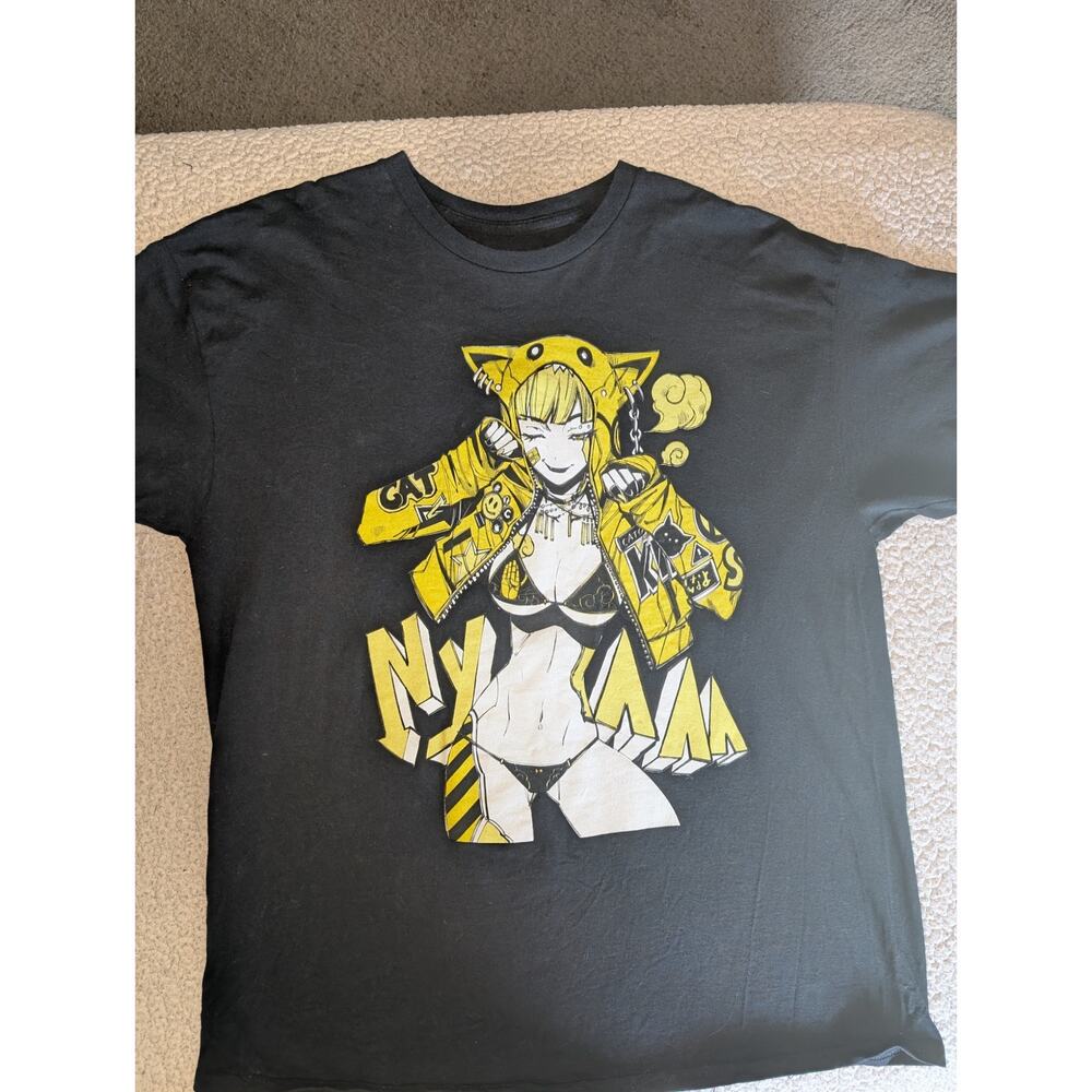 Nyaaa Black and Yellow Pikachu Bikini Anime Cat Girl T Shirt Tee 2XL